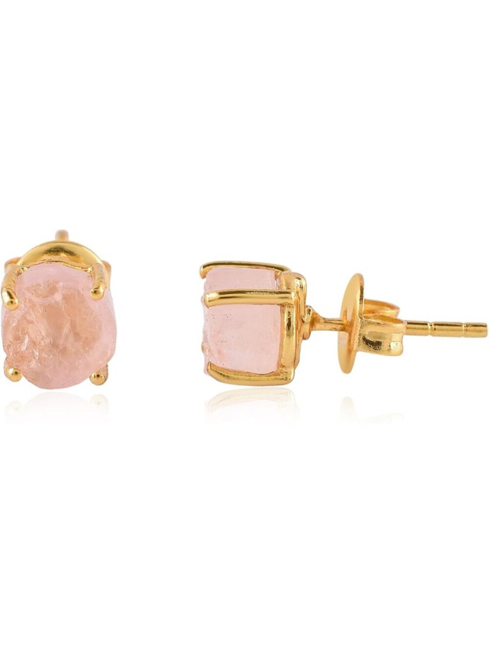 Dainty Gold Stud Earrings with Natural Gemstones, Birthstone Energy Crystals